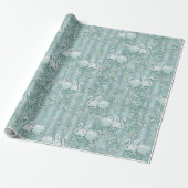 Sage Green Silk Drapes & Flamingos Blume Geschenkpapier (Ungerollt)