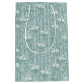 Sage Green Silk Drapes & Flamingos Blume Mittlere Geschenktüte (Vorderseite)