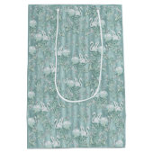 Sage Green Silk Drapes & Flamingos Blume Mittlere Geschenktüte (Rückseite)