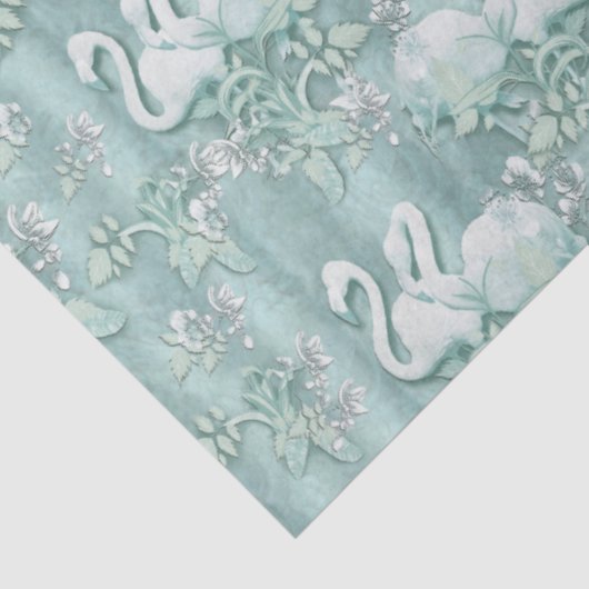 Sage Green Silk Drapes & Flamingos Blume Seidenpapier (Ausschnitt)