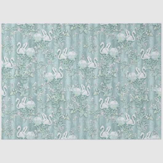 Sage Green Silk Drapes & Flamingos Blume Seidenpapier (Vorderseite)