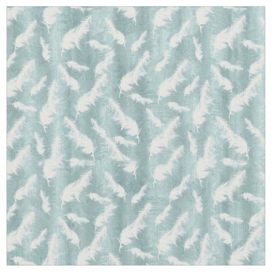 Sage Green Silk Drapes - White Feathers Stoff (Nahaufnahme)