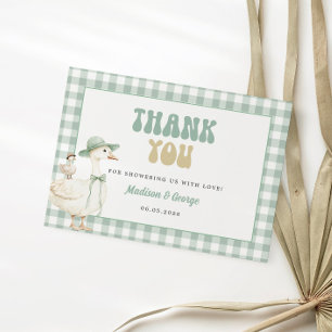 Sage Green Silly Goose Baby Shower Dankeschön  Begleitkarte