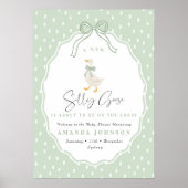 Sage Green Silly Goose Coquette Baby Shower Poster (Vorne)
