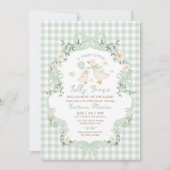 Sage Green Silly Goose Gender Neutral Baby Shower Einladung (Vorderseite)