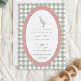 Sage Green Silly Little Goose Baby Shower QR Code  Einladung