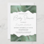 Sage Green Silver Agate Baby Dusche Einladung (Vorderseite)