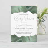 Sage Green Silver Agate Baby Dusche Einladung (Stehend Vorderseite)