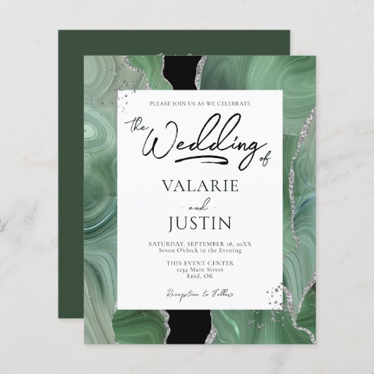 Sage Green Silver Agate Budget Hochzeit in einem (Vorne/Hinten)