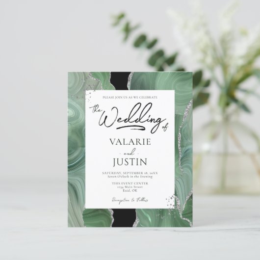 Sage Green Silver Agate Budget Hochzeit in einem (Stehend Vorderseite)