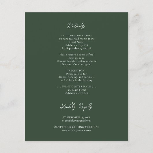 Sage Green Silver Agate Budget Hochzeit in einem (Rückseite)