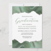 Sage Green Silver Agate Graduation Party Einladung (Vorderseite)