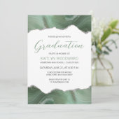 Sage Green Silver Agate Graduation Party Einladung (Stehend Vorderseite)