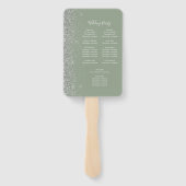 Sage Green Silver Glitzer Edge Hochzeitsprogramm Fächer (Rückseite)
