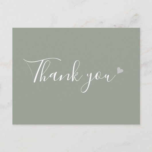 Sage Green Silver Heft Script Business Vielen Dank Postkarte (Vorderseite)