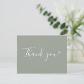 Sage Green Silver Heft Script Business Vielen Dank Postkarte (Stehend Vorderseite)