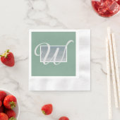 Sage Green Silver Monogram Paper Napkins Serviette (Beispiel)
