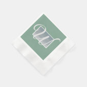 Sage Green Silver Monogram Paper Napkins Serviette (Ecke)