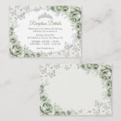 Sage Green Silver Quinceanera Reception Details Begleitkarte (Vorne/Hinten)