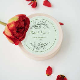 Sage Green Simple Boho Danke Gastgeschenk Hochzeit Runder Aufkleber