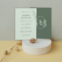Sage Green Simple Boho Floral Hochzeitsempfang Einladung