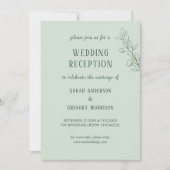 Sage Green Simple Boho Floral Hochzeitsempfang Einladung (Vorderseite)