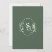 Sage Green Simple Boho Floral Hochzeitsempfang Einladung (Rückseite)