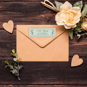 Sage Green Simple Boho Floral Rücksendeadresse