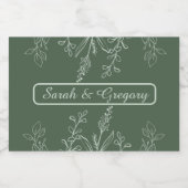 Sage Green Simple Boho Floral Schaumweinetikett (Einzelnes Label)