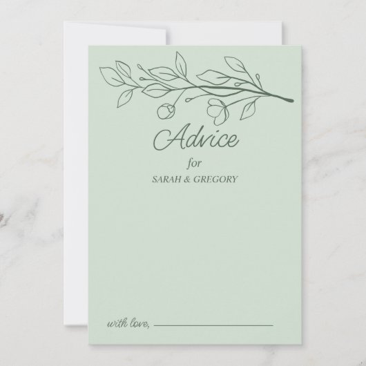 Sage Green Simple Boho Floral Wedding Advice Einladung (Vorderseite)