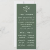Sage Green Simple Boho Floral Wedding Programm (Rückseite)