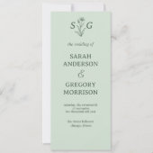 Sage Green Simple Boho Floral Wedding Programm (Vorderseite)