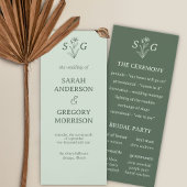 Sage Green Simple Boho Floral Wedding Programm