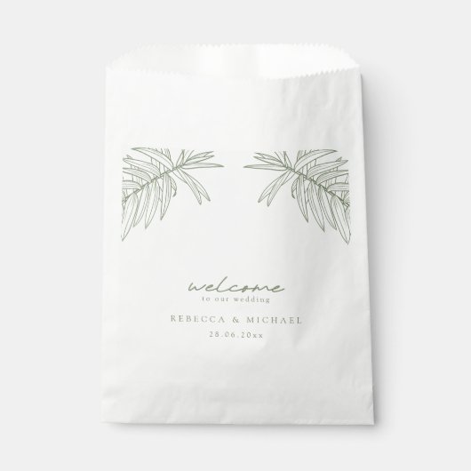 Sage Green Simple Botanical Wedding Geschenktütchen (Vorderseite)