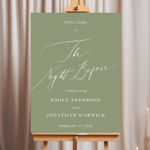 Sage Green Simple Calligraphy Probe Dinner Poster