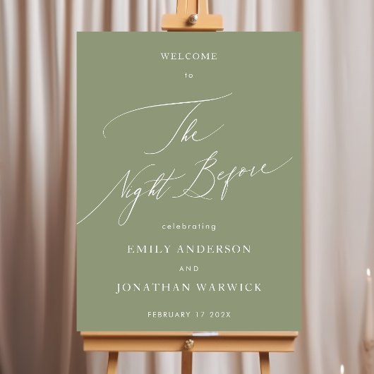 Sage Green Simple Calligraphy Probe Dinner Poster