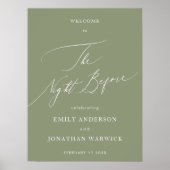 Sage Green Simple Calligraphy Probe Dinner Poster (Vorne)