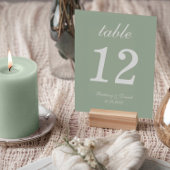 Sage Green Simple Calligraphy White Script Wedding Tischnummer