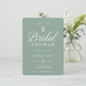Sage Green Simple Chic Bridal Shower Invitation Save The Date (Stehend Vorderseite)
