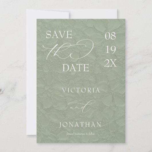 Sage Green Simple Elegant Save The Date (Vorderseite)