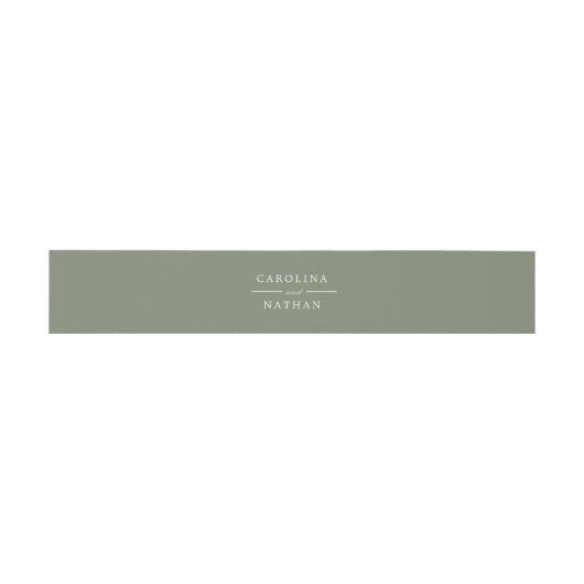 Sage Green Simple Elegant Wedding Names Einladungsbanderole (Flach)