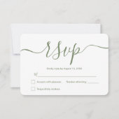 Sage green Simple Elegante Moderne Hochzeit Custom RSVP Karte (Vorderseite)
