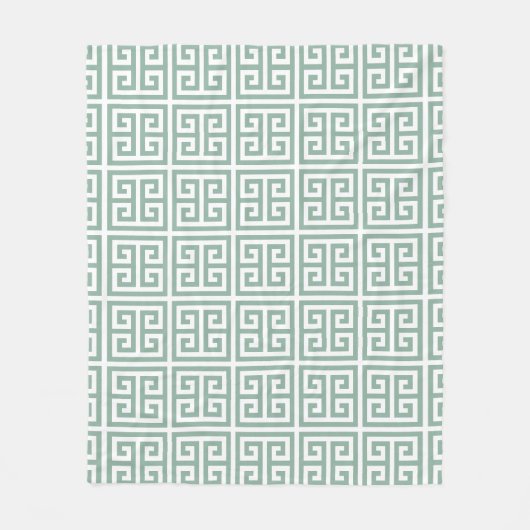 Sage Green Simple Geometric griechischer Schlüssel Fleecedecke (Vorderseite)