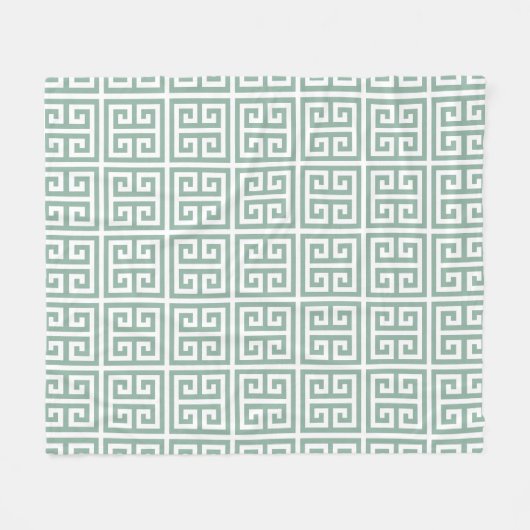 Sage Green Simple Geometric griechischer Schlüssel Fleecedecke (Vorderseite (Horizontal))