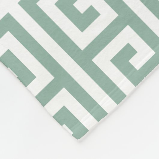 Sage Green Simple Geometric griechischer Schlüssel Fleecedecke (Ecke)