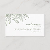 Sage Green Simple Hand Drawing Botanical Flat Platzkarte (Rückseite)