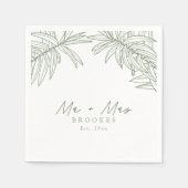 Sage Green Simple Hand Drawing Botanical Serviette (Vorderseite)