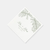 Sage Green Simple Hand Drawing Botanical Serviette (Ecke)