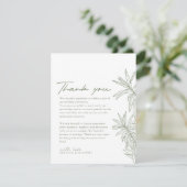 Sage Green Simple Hand Drawn Botanical Wedding Dankeskarte (Stehend Vorderseite)