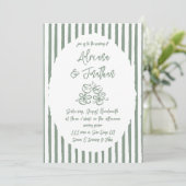 Sage Green Simple Hand Drawn Wedding Einladung (Stehend Vorderseite)